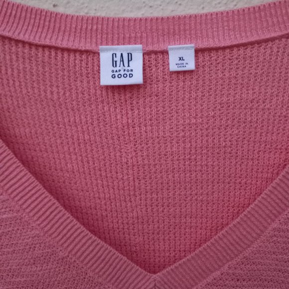 Pink 100% Cotton V Neck Sweater Size XL Eco Friendly Balletcore Spring - Picture 4 of 16